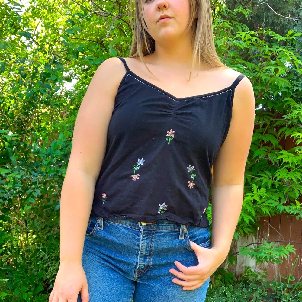 Delicate Floral Embroidered Tank